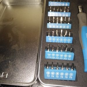 Precision screwdriver and bit set with hard case